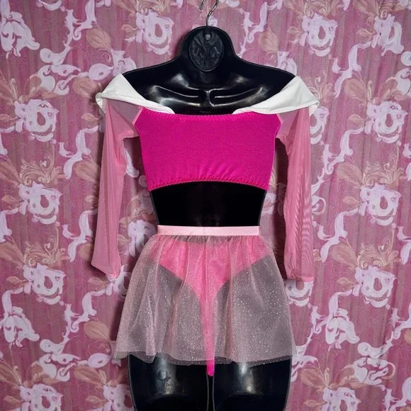 New Small Princess Aurora Costume Skirt Set Halloween Sleeping Beauty - Picture 4 of 4